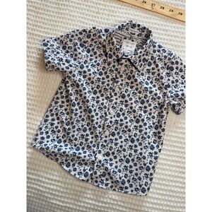 Denim & Flower Button Down Shirt Toddler 3T White Blue Floral 8-Way Stretch